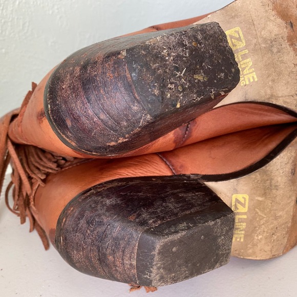 Vintage Z Line by Zodiac Western Fringe Boot Marla Low Shaft W 7.5 Brown Leather - Picture 8 of 13